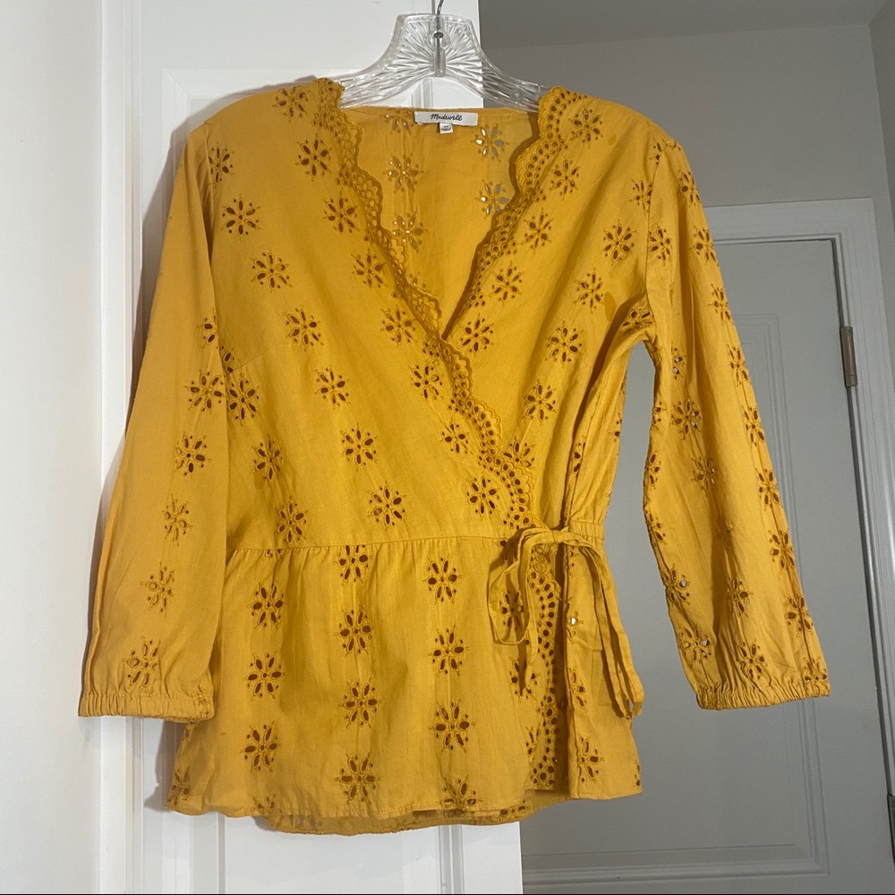 Madewell Scalloped Eyelet Wrap Top - Picture 5 of 10